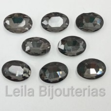 Chaton De Cristal Oval Black Diamond 13x18mm Para Colagem 8 Peças