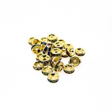 Entremeio Rondelle Strass colorido 6 x 2 mm Dourado 30 unidades