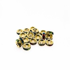 Entremeio Rondelle Strass colorido 7 x 3 mm Dourado 20 unidades