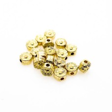 Entremeio Redondo Achatado Flor trabalhado 6 x 3 mm Dourado 