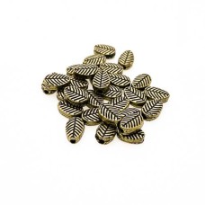 Entremeio Folha Achatado trabalhado 8 x 3 x 6 mm Ouro Velho 