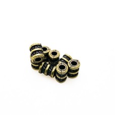 Entremeio Tubo trabalhado 10 x 8 mm Ouro Velho 14 unidades