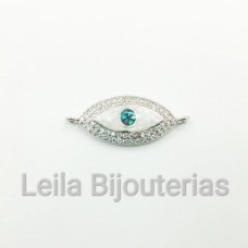 Entremeio Olho com Zircônia e Abalone 26x10mm Níquel 1 unidade