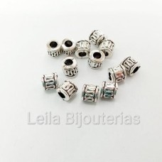 Entremeio Tubo Trabalhado 5x5mm Prata Velho 20gramas 