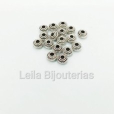 Entremeio Redondo Achatado 5x3mm Prata Velho 20gramas 