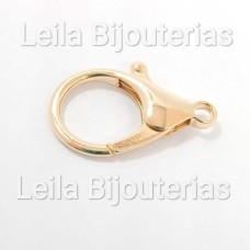 Fecho Lagosta Zamac Dourado 16mm Banho Nacional 15 unidades