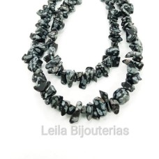 Cascalho de Pedra Natural Obsidiana Floco de Neve 1 fio