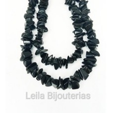 Cascalho de Pedra Natural Obsidiana Negra 1 fio