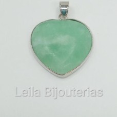 Pingente Niquel de Pedra Natural Verde em Formato de Coração 15x15mm 1 unidade