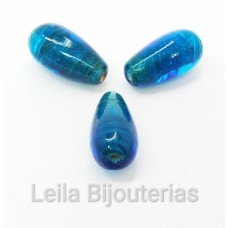 Entremeio Gota Murano Azul Metalizado 20 x 11 mm 3 Unidades