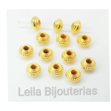 Entremeio Pneu 3 x 4 mm Dourado 15 gramas