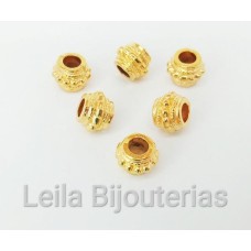 Entremeio com Bolinhas 6 x 8 mm Dourado 6 peças