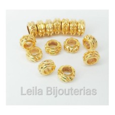 Entremeio Rondela Trabalhada 3 x 6 mm  Dourado 15 gramas