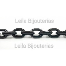 Corrente de Resina Elo Oval Preto Leitoso 25x18mm 1 metro