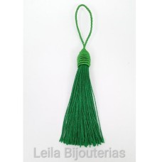 Tassel Verde Folha 10.8 cm com corda pingente de 3.5 cm - 6 unidades