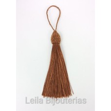 Tassel Marrom 10.8 cm com corda pingente de 3.5 cm - 6 unidades