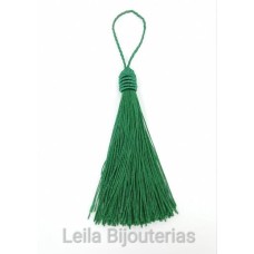 Tassel Verde Folha Escuro 10.8 cm com corda pingente de 3.5 cm - 6 unidades