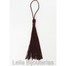 Tassel Marrom 7cm com corda pingente de 5 cm - 10 unidades