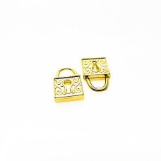 Pingente Cadeado trabalhado 12 x 4 x 19 mm Dourado 2 unidades