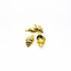 Pingente Concha trabalhado 12 x 5 x 24 mm Dourado 6 unidades