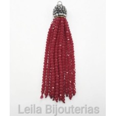 Pingente Tassel de Cristal 7.5mm Vermelho Escuro 1 unidade 