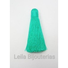 Tassel Seda 8 cm Verde Água 2 peças