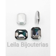Chaton De Cristal Retangular Sextavado para Colagem Base Côncava 18 x 13 x 5 mm Black Diamond 8 peças 