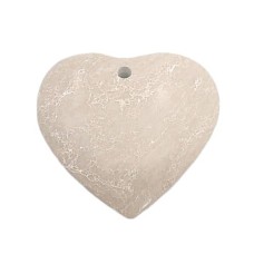Coração de Pedra Sabão Reconstituída 50x45mm Bege com Veia Branca 1 unidade