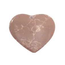 Coração de Pedra Sabão Reconstituída 50x45mm Rosa Antigo com Veia Branca 1 unidade