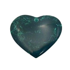 Coração de Pedra Sabão Reconstituída 50x45mm Verde Exercito com Veia Branca 1 unidade