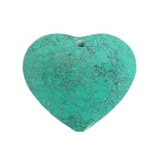 Coração de Pedra Sabão Reconstituída 50x45mm Verde Turquesa com Veia Preta 1 unidade