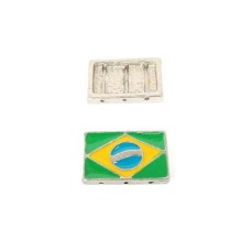Entremeio Bandeira do Brasil Com Resina 3 Saída 23x15x3mm Níquel 2 Unidades
