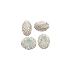 Entremeio Oval Com Stras e Chaton de Cristal 20x24mm White Opal 1 Unidade