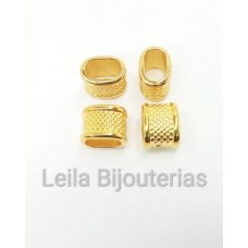 Passante Dourado 14 x 11 mm (diâmetro interno 6 x 11mm) 4 unidades