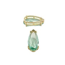 Entremeio Gota de Cristal Verde Agua 8x10x22mm Com Base Dourada 1 unidade