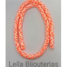 Fio de Fimo Disco 6mm Laranja com Branco 1 fio