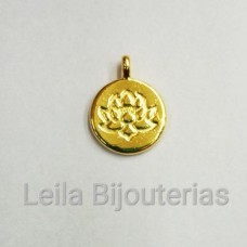 Pingente Flor de Lótus dourado 3 unidades