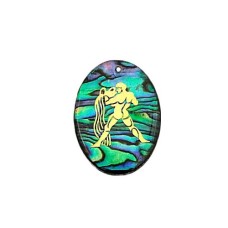 Pingente Signo Aquário de Resina com Abalone 30x21mm Dourado 1 unidade