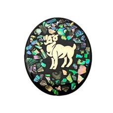 Pingente Signo Aries de Resina com Abalone 55x45mm Dourado 1 unidade