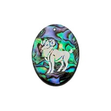 Pingente Signo Aries de Resina com Abalone 30x21mm Níquel 1 unidade