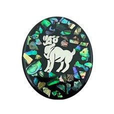 Pingente Signo Aries de Resina com Abalone 55x45mm Níquel 1 unidade