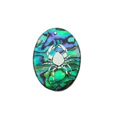 Pingente Signo Câncer de Resina com Abalone 30x21mm Níquel 1 unidade