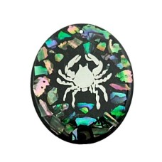 Pingente Signo Câncer de Resina com Abalone 55x45mm Níquel 1 unidade