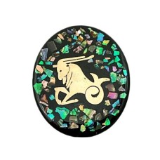 Pingente Signo Capricórnio de Resina com Abalone 55x45mm Dourado 1 unidade