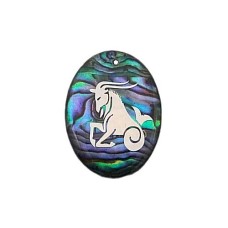 Pingente Signo Capricórnio de Resina com Abalone 30x21mm Níquel 1 unidade