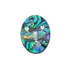 Pingente Signo Escorpião de Resina com Abalone 30x21mm Níquel 1 unidade