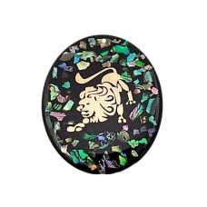 Pingente Signo Leão de Resina com Abalone 55x45mm Dourado 1 unidade