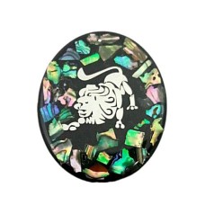 Pingente Signo Leão de Resina com Abalone 55x45mm Níquel 1 unidade