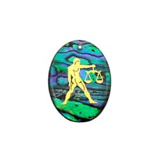 Pingente Signo Libra de Resina com Abalone 30x21mm Dourado 1 unidade