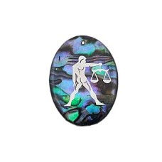 Pingente Signo Libra de Resina com Abalone 30x21mm Níquel 1 unidade